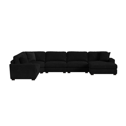 Arizona 6PC Sectional Set with RHF Chaise in Steno Black - In Home Furniture (San Antonio, TX)
