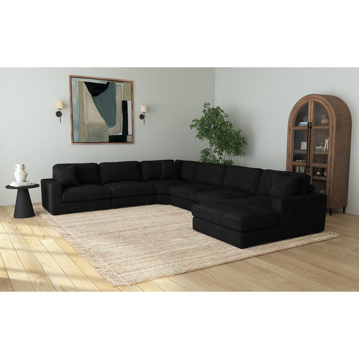 Arizona 6PC Sectional Set with RHF Chaise in Steno Black - In Home Furniture (San Antonio, TX)