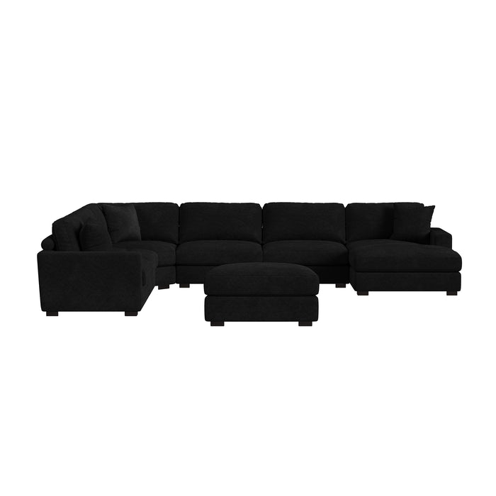 Arizona 7PC Sectional Set with RHF Chaise in Steno Black - In Home Furniture (San Antonio, TX)