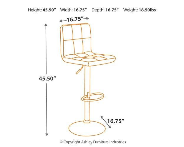 Bellatier Adjustable Height Bar Stool - In Home Furniture (San Antonio, TX)