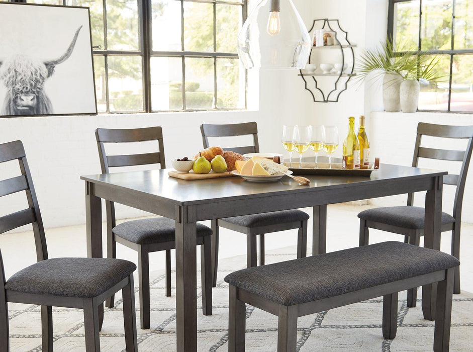 Bridson Dining Table and Chairs with Bench (Set of 6)