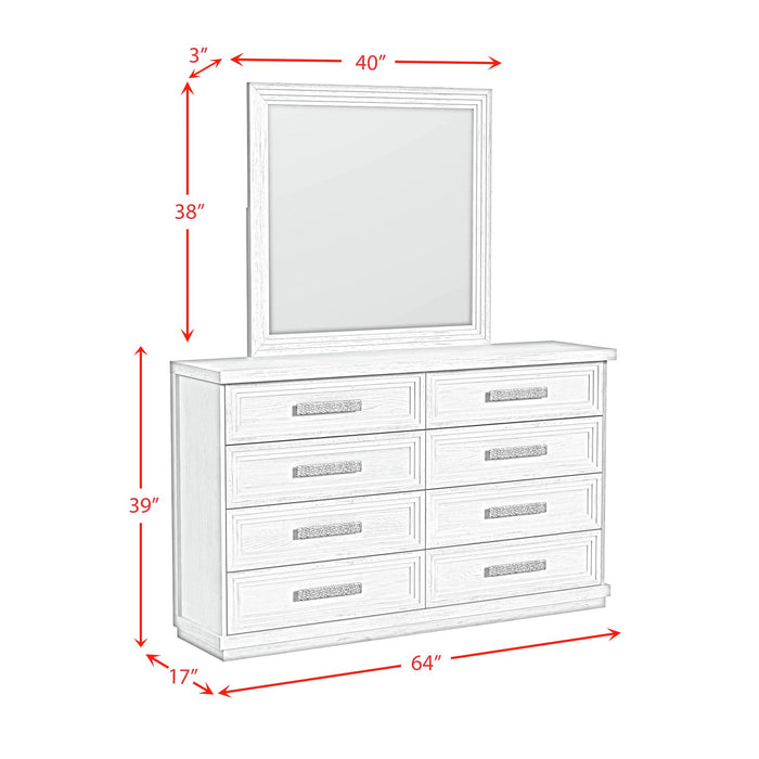 Avalanche Dresser and Mirror Set in Antique White - In Home Furniture (San Antonio, TX)