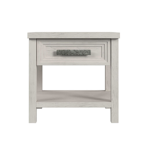 Avalanche End Table with USB in Antique White - In Home Furniture (San Antonio, TX)