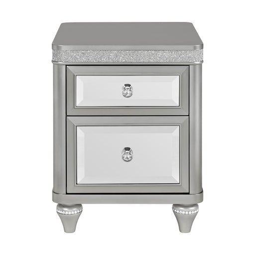 Avril Chairside Table with Power/USB in Silver - In Home Furniture (San Antonio, TX)