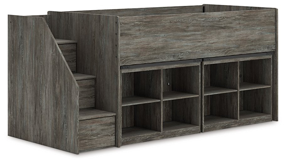Frandern Loft Bed with Bookcase Storage - In Home Furniture (San Antonio, TX)