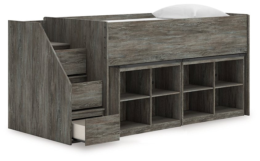 Frandern Loft Bed with Bookcase Storage - In Home Furniture (San Antonio, TX)