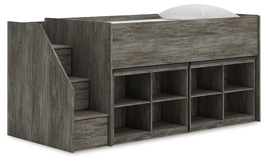 Frandern Loft Bed with Bookcase Storage - In Home Furniture (San Antonio, TX)