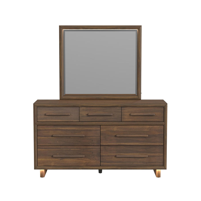 Brisbane Dresser and Mirror Set with LED in Brown - In Home Furniture (San Antonio, TX)