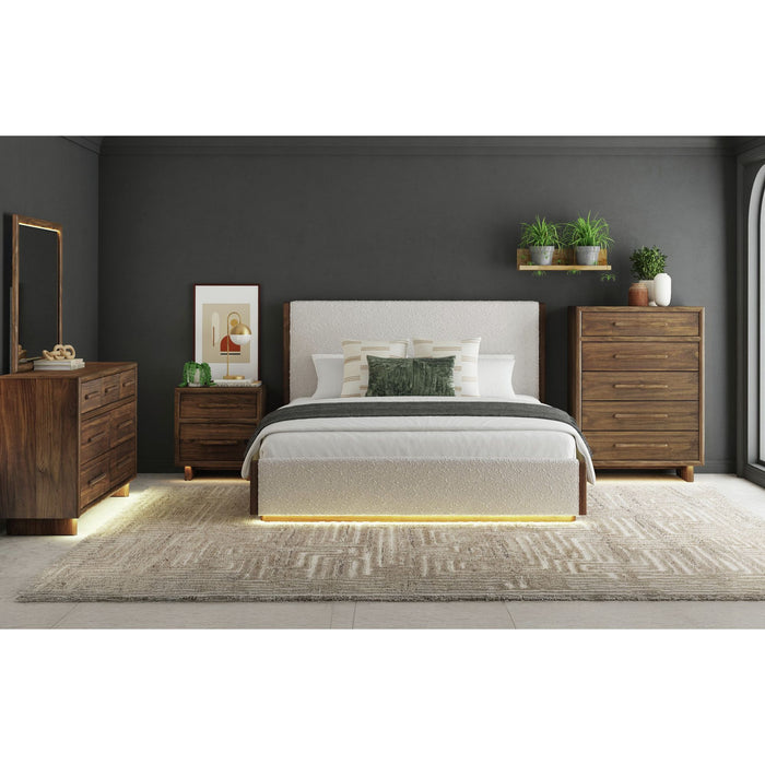 Brisbane UPH Bedroom Set with Boucle Beige and LED - In Home Furniture (San Antonio, TX)