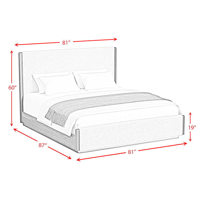 Brisbane UPH Bedroom Set with Boucle Beige and LED - In Home Furniture (San Antonio, TX)