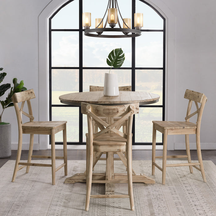 Callista Round Counter Height 5PC Dining Set-Table and Four Stools - In Home Furniture (San Antonio, TX)