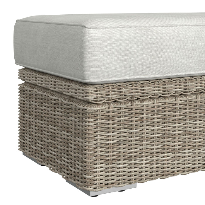 Carmona Ottoman - Natural and Olefin Beige - In Home Furniture (San Antonio, TX)