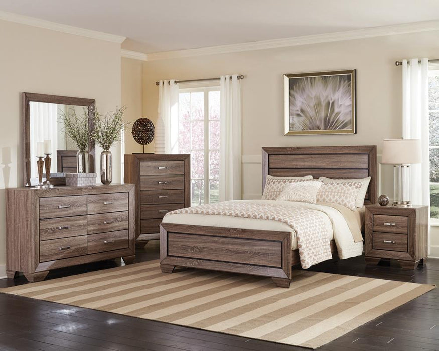 Kauffman California King, E.king, & Queen Panel Bed Washed Taupe - In Home Furniture (San Antonio, TX)