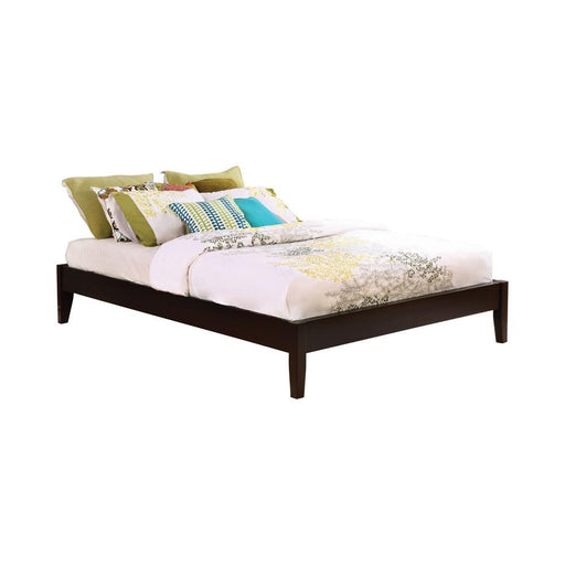 Hounslow California King, E.King, & Queen Universal Platform Bed Cappuccino - In Home Furniture (San Antonio, TX)
