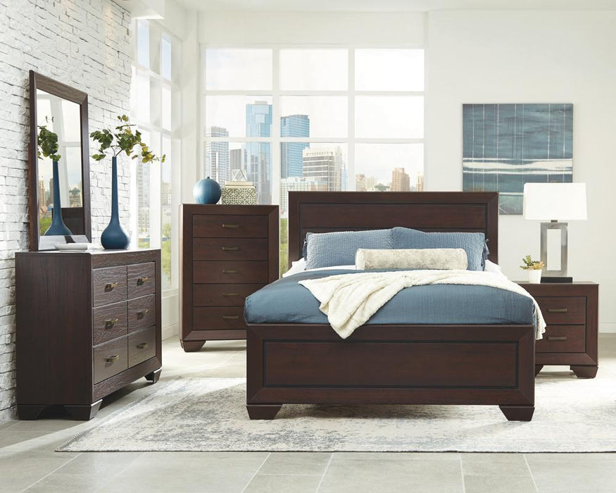 Kauffman California King, Eastren King, & Queen Panel Bed Dark Cocoa - In Home Furniture (San Antonio, TX)