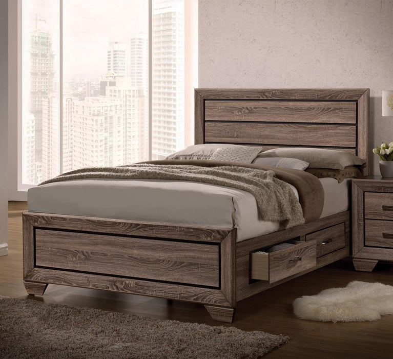 Kauffman California King, E.king, & Queen Panel Bed Washed Taupe - In Home Furniture (San Antonio, TX)