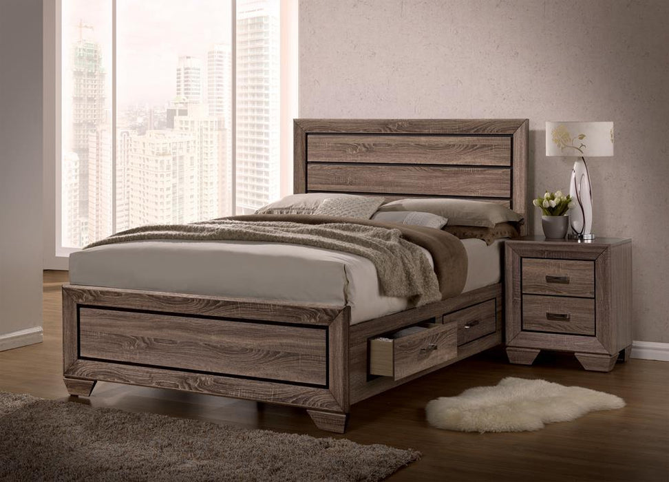 Kauffman California King, E.king, & Queen Panel Bed Washed Taupe - In Home Furniture (San Antonio, TX)