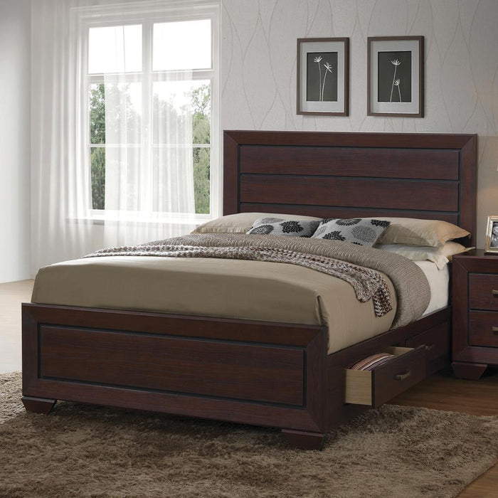 Kauffman California King, Eastren King, & Queen Panel Bed Dark Cocoa - In Home Furniture (San Antonio, TX)