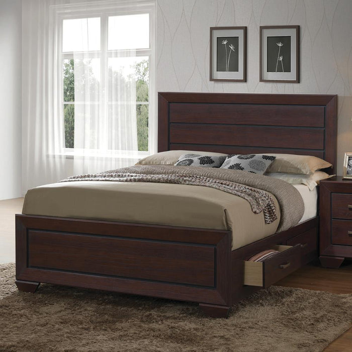Kauffman California King, Eastren King, & Queen Panel Bed Dark Cocoa - In Home Furniture (San Antonio, TX)