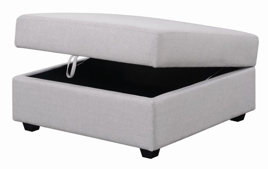 Cambria Upholstered Square Storage Ottoman Grey