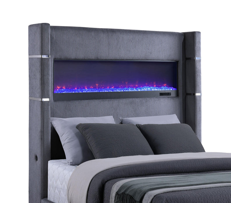 Tisdall Wingback Bed with Flame Visualizer - In Home Furniture (San Antonio, TX)