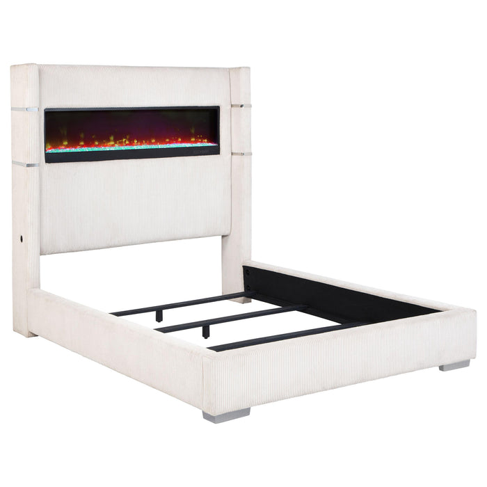 Tisdall Wingback Bed with Flame Visualizer - In Home Furniture (San Antonio, TX)