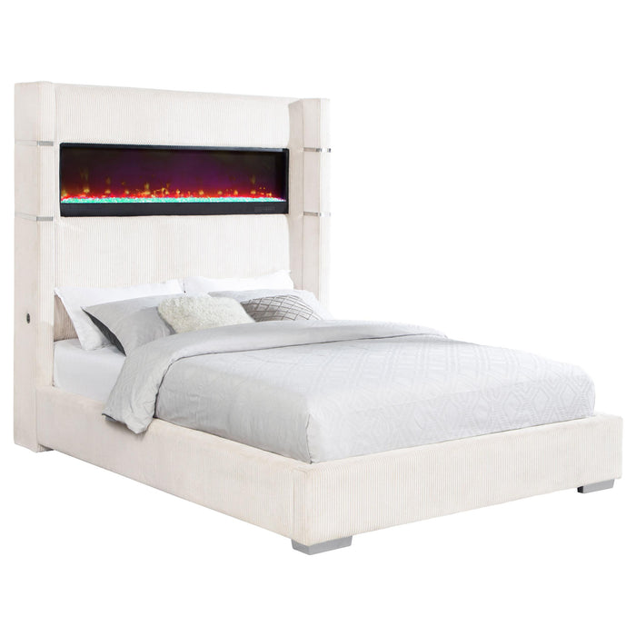 Tisdall Wingback Bed with Flame Visualizer - In Home Furniture (San Antonio, TX)