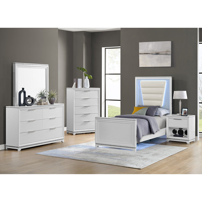 Denmark UPH Bedroom Set with Lights - In Home Furniture (San Antonio, TX)