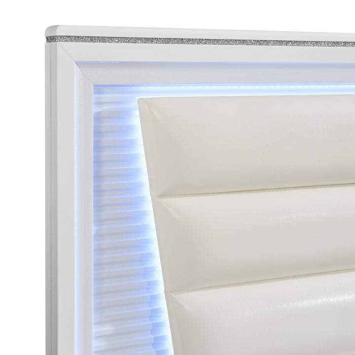 Denmark UPH Bedroom Set with Lights - In Home Furniture (San Antonio, TX)