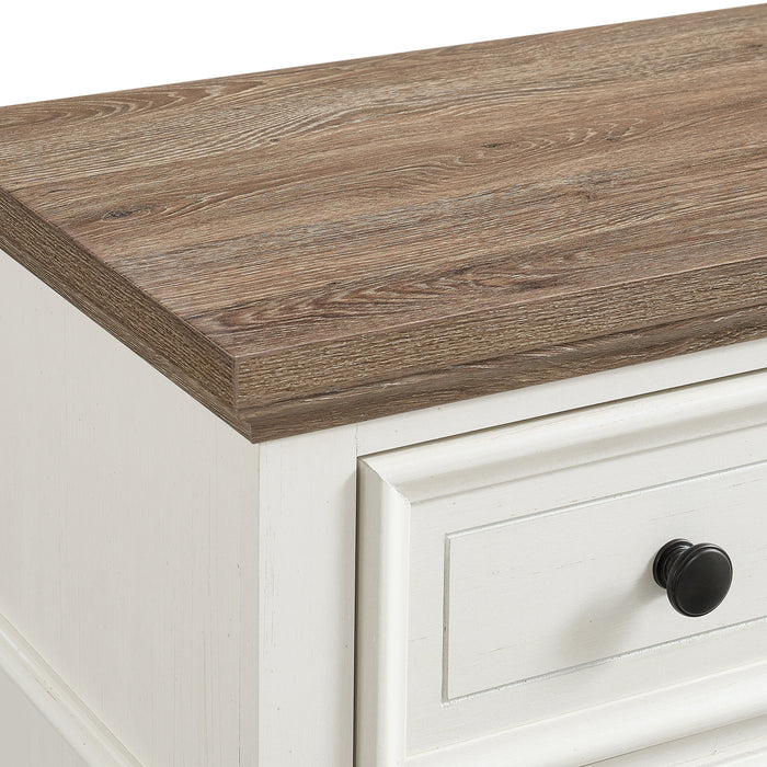 Eastwood Youth Dresser and Mirror Set in Brown and Off-White - In Home Furniture (San Antonio, TX)