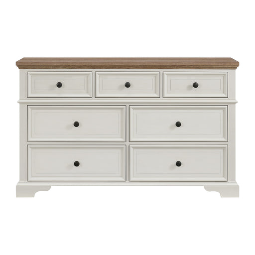 Eastwood Youth 7-Drawer Dresser in Brown and Off-White - In Home Furniture (San Antonio, TX)