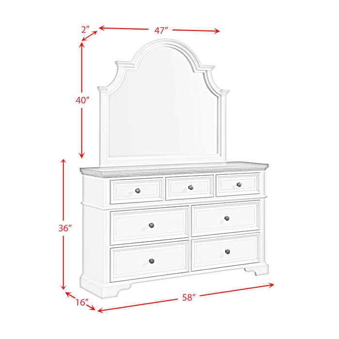 Eastwood Youth Dresser and Mirror Set in Brown and Off-White - In Home Furniture (San Antonio, TX)