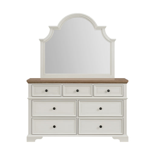 Eastwood Youth Dresser and Mirror Set in Brown and Off-White - In Home Furniture (San Antonio, TX)