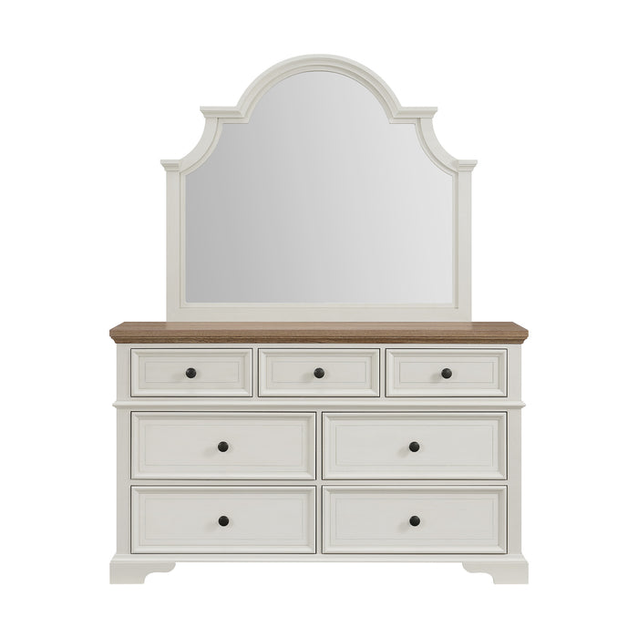Eastwood Youth Dresser and Mirror Set in Brown and Off-White - In Home Furniture (San Antonio, TX)
