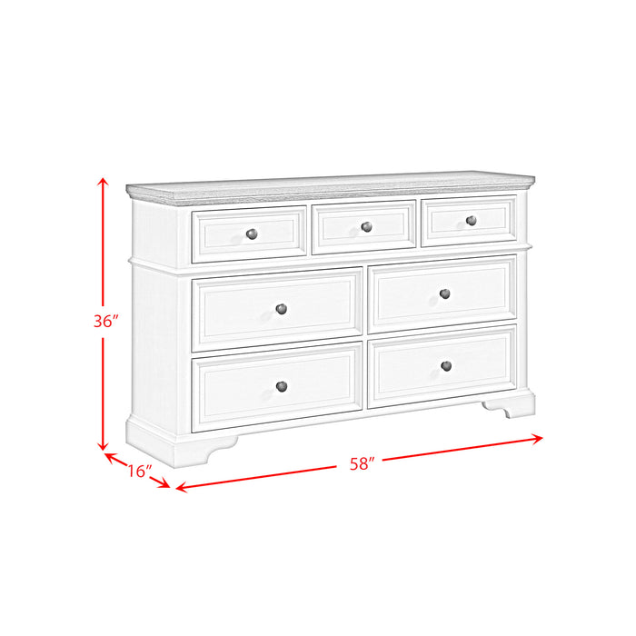 Eastwood Youth 7-Drawer Dresser in Brown and Off-White - In Home Furniture (San Antonio, TX)
