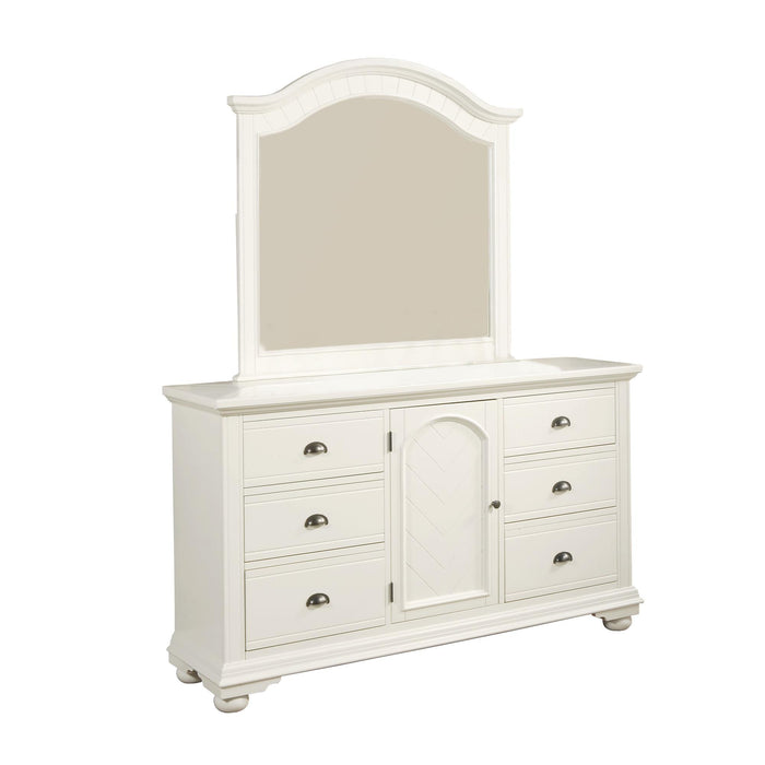 Brookpine White Dresser & Mirror Set - In Home Furniture (San Antonio, TX)