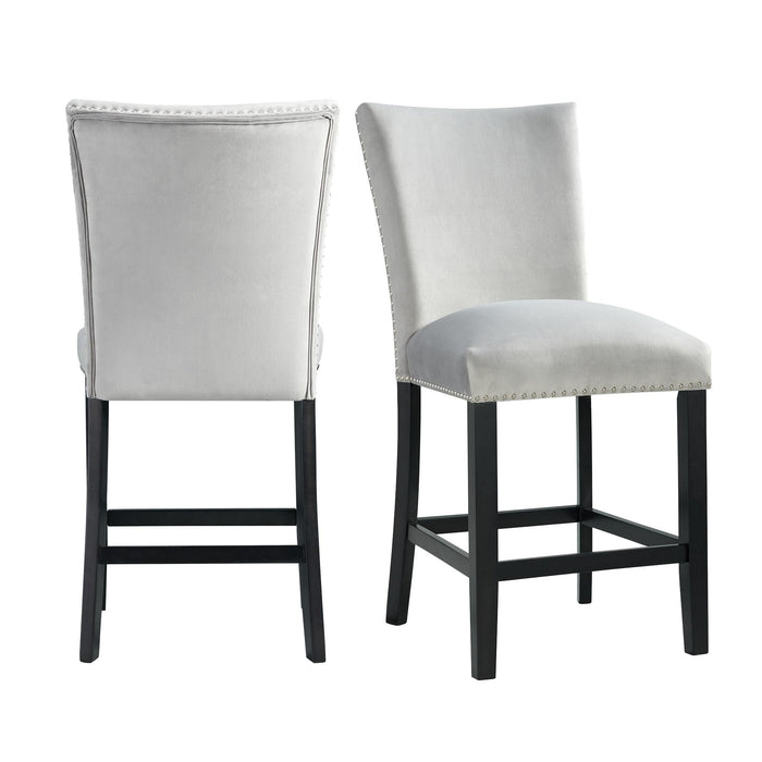 Francesca Gray Velvet Counter Height Chair Set of 2