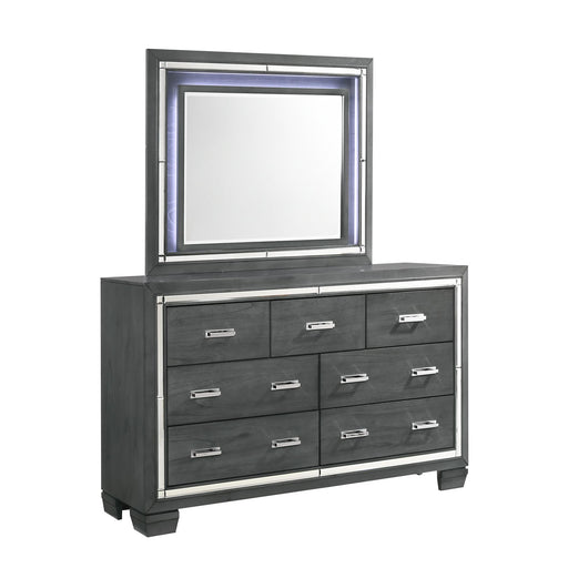 Titanium 7-Drawer Dresser w/ Mirror Set - In Home Furniture (San Antonio, TX)