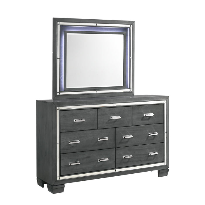 Titanium 7-Drawer Dresser w/ Mirror Set - In Home Furniture (San Antonio, TX)
