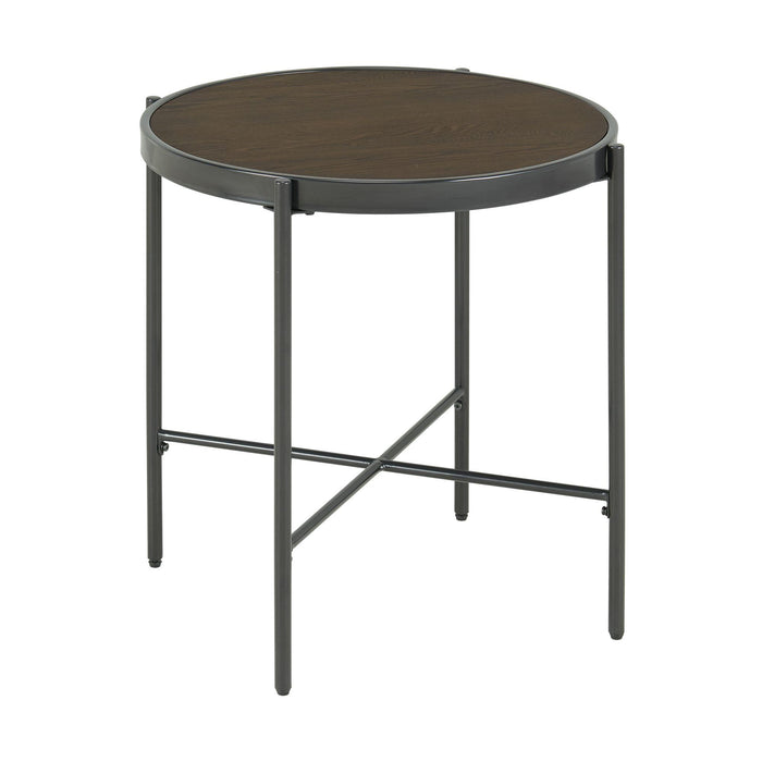 Vienna Round End Table with Wooden Top - In Home Furniture (San Antonio, TX)