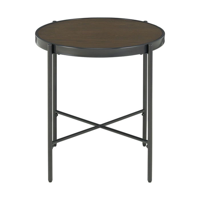 Vienna Round End Table with Wooden Top - In Home Furniture (San Antonio, TX)