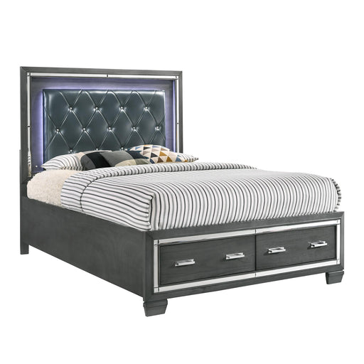 Titanium King Tufted Upholstered Storage Bed - In Home Furniture (San Antonio, TX)