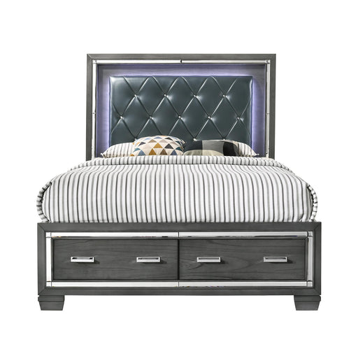 Titanium King Tufted Upholstered Storage Bed - In Home Furniture (San Antonio, TX)