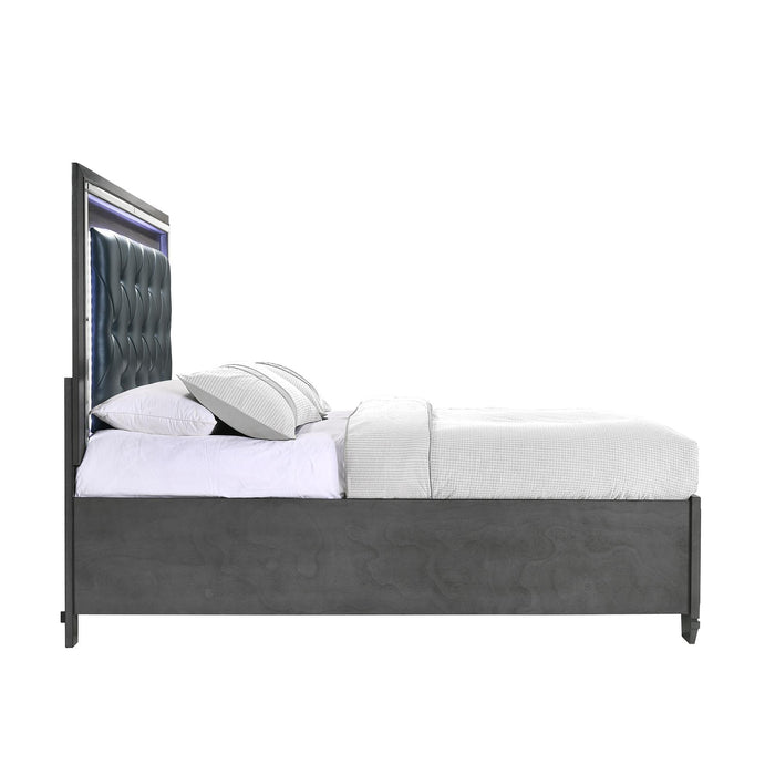 Titanium King Tufted Upholstered Storage Bed - In Home Furniture (San Antonio, TX)