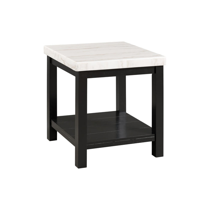 Marcello White Marble Square End Table - In Home Furniture (San Antonio, TX)