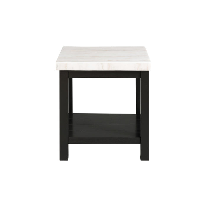 Marcello White Marble Square End Table - In Home Furniture (San Antonio, TX)
