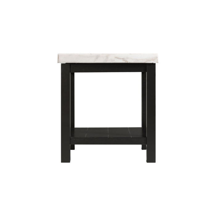 Marcello White Marble Square End Table - In Home Furniture (San Antonio, TX)