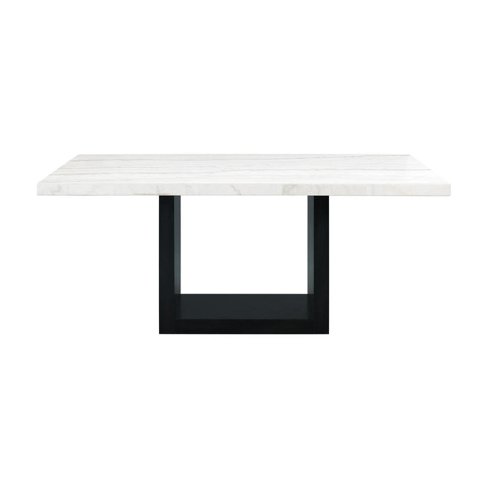 Valentino White Marble Standard Height Dining Table - In Home Furniture (San Antonio, TX)