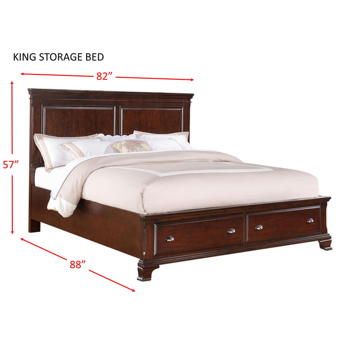 Canton Cherry King Storage Bed - In Home Furniture (San Antonio, TX)