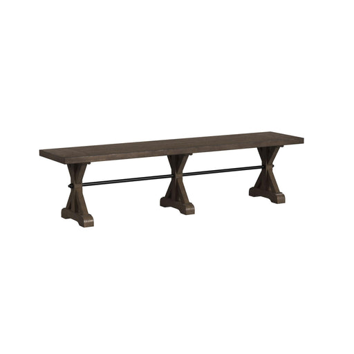 Yellowstone Dining Bench with Metal Bar cross in Medium Brown - In Home Furniture (San Antonio, TX)